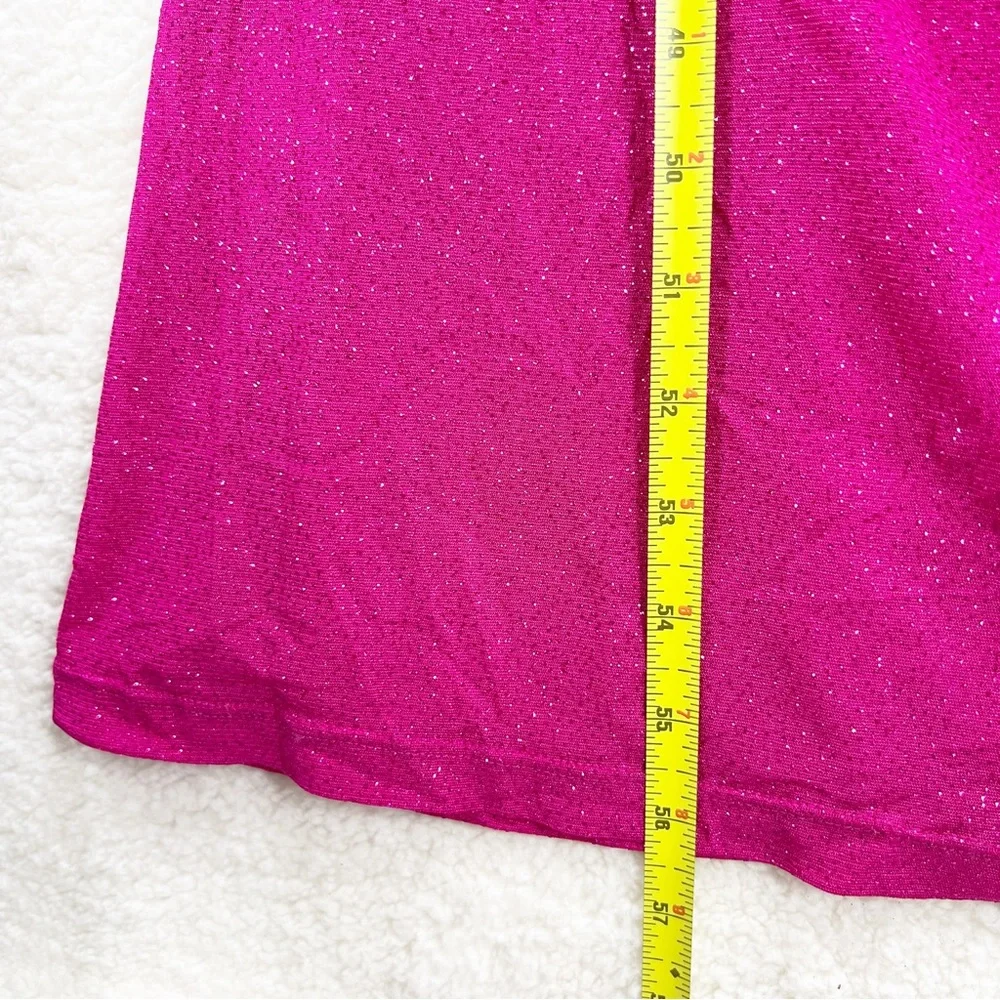 Candalite pink sparkley long sleeve side ruched dress Size L New with tag